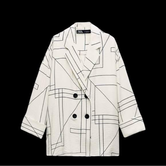 ZARA GEOMETRIC PRINT BLAZER - Picture 2 of 11